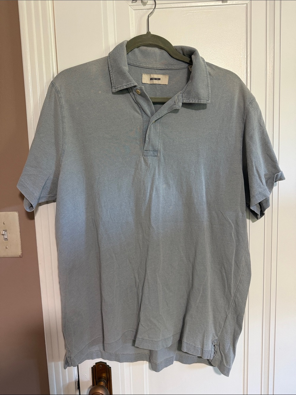 Buck Mason Men's Pale Blue Short-Sleeve Polo
